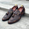 HB-5004 Brown Leather Knitting Loafers - Lezaaz Store