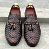 HB-5004 Brown Leather Knitting Loafers - Lezaaz Store